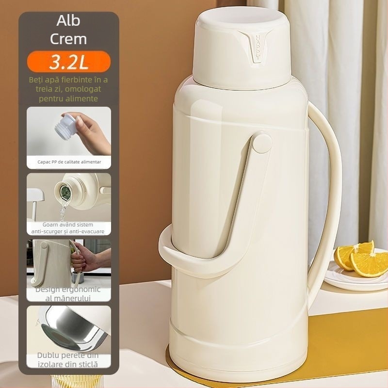 Termos cu liner din sticlă, capacitate mare, izolație 12–24 h, Xinmeiya premium PP+sticlă