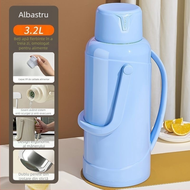 Termos cu liner din sticlă, capacitate mare, izolație 12–24 h, Xinmeiya premium PP+sticlă