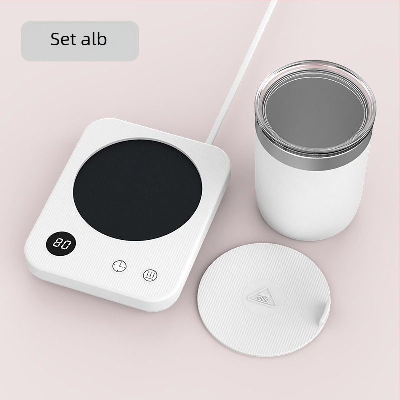 Suport încălzitor pentru cană cu 4 niveluri de temperatură până la 80°C, control tactil, alimentare AC, oprire automată