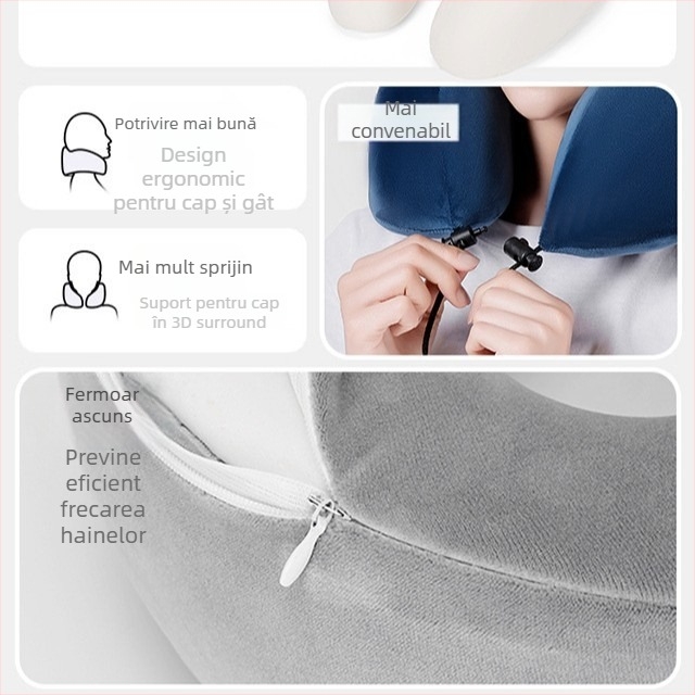 Perna de gât în formă de U pentru călătorii, umplutură memory foam, potrivire universală, brand Sincere and Warm, greutate sub 0,5 kg