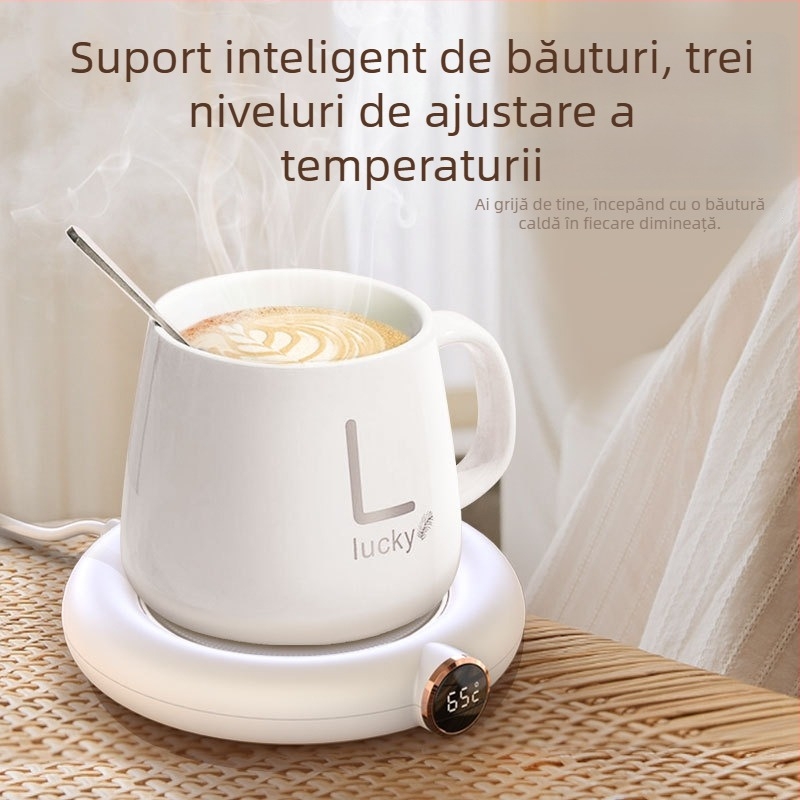 Pad încălzitor inteligent pentru cană, carcasă din plastic, USB, control mecanic, fără oprire automată.