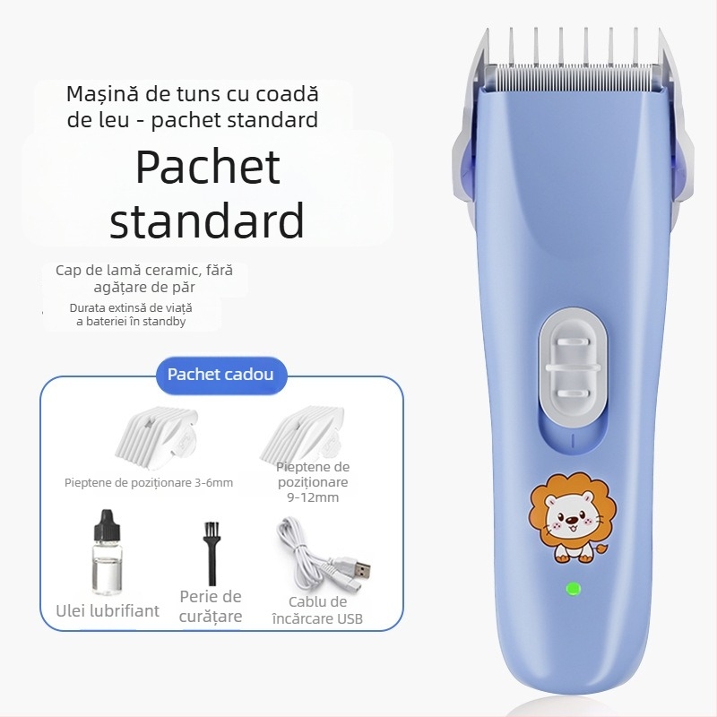 Mașină de tuns pentru bebeluși, funcționare silențioasă, 50W, încărcare, lamă ceramică