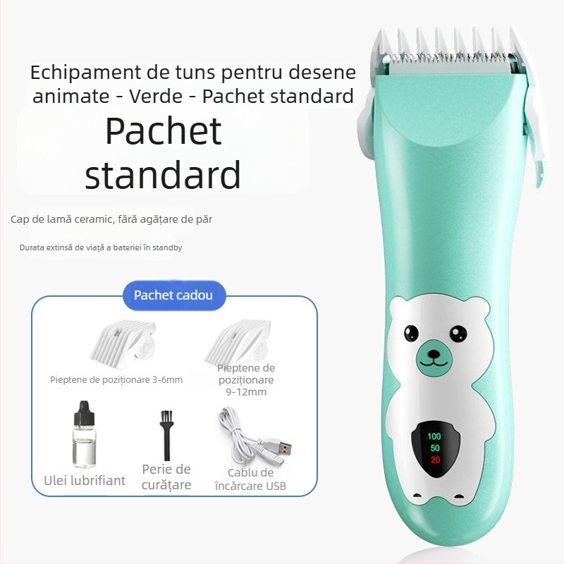 Mașină de tuns pentru bebeluși, funcționare silențioasă, 50W, încărcare, lamă ceramică