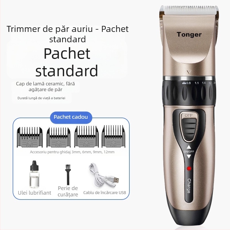 Mașină de tuns pentru bebeluși, funcționare silențioasă, 50W, încărcare, lamă ceramică