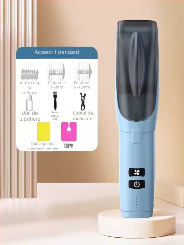Mașină de tuns păr cu motor fără perii, lamă din titan, baterie încorporată 1200–2000 mAh, funcționare silențioasă sub 36 dB, cap de tuns demontabil și lavabil