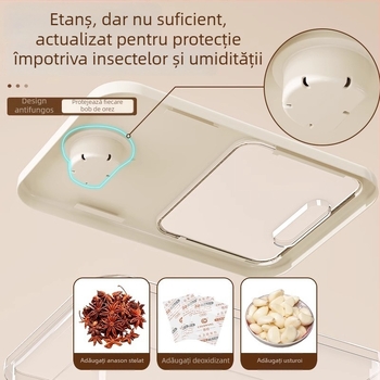 Cutie pentru depozitarea orezului cu design sigilat, rezistent la umiditate și insecte; capacitate de 10 l; fabricată din plastic PP; marca Star Saint; imprimare logo disponibilă; înregistrare a datei