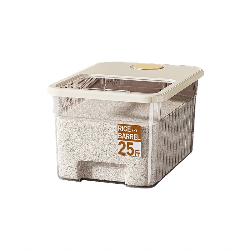 Cutie pentru depozitarea orezului cu design sigilat, rezistent la umiditate și insecte; capacitate de 10 l; fabricată din plastic PP; marca Star Saint; imprimare logo disponibilă; înregistrare a datei