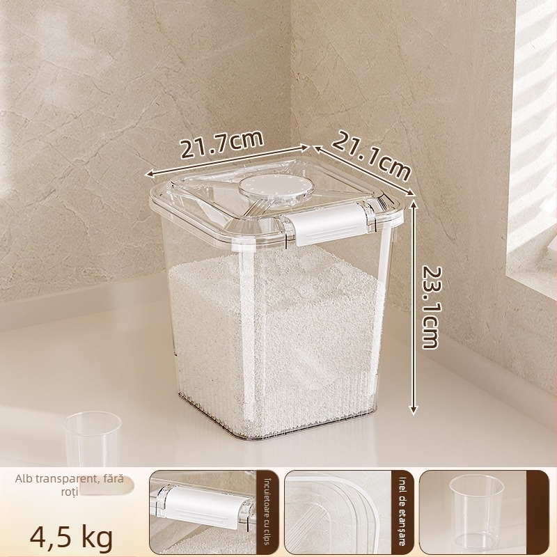 Recipient pentru depozitarea orezului, rezistent la umiditate și insecte (din plastic PP, capacitate 10L+, Mabalo/maibaolong)