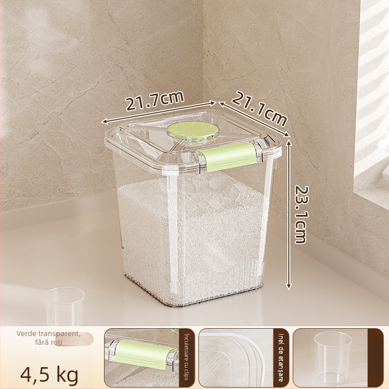 Recipient pentru depozitarea orezului, rezistent la umiditate și insecte (din plastic PP, capacitate 10L+, Mabalo/maibaolong)