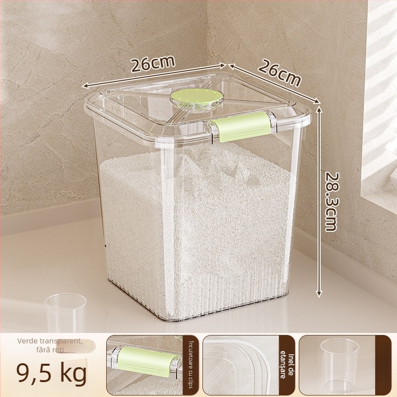 Recipient pentru depozitarea orezului, rezistent la umiditate și insecte (din plastic PP, capacitate 10L+, Mabalo/maibaolong)