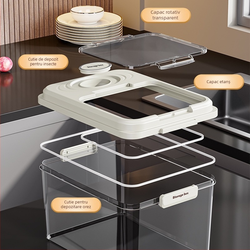 Cutie de depozitare a orezului, sigilată, rezistentă la umezeală și insecte, din PP plastic, de calitate alimentară