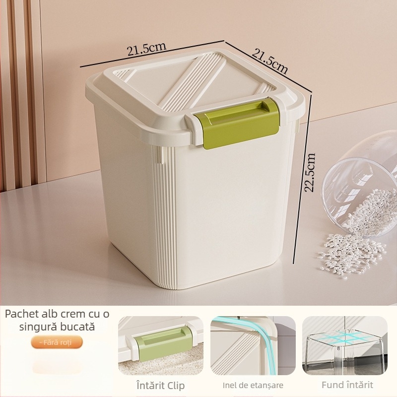 Cutie de depozitare pentru orez; etanșă, rezistentă la umezeală și dăunători; material plastic (PP); capacitate 10 L sau mai mare; posibilitatea imprimării logo-ului.