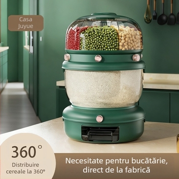 Cutie de depozitare a orezului cu clasificare rotativă a cerealelor, design cu două straturi, 5–6 L, sigilată, rezistentă la umezeală și insecte, plastic PP
