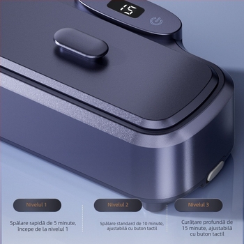 Mașină de curățare cu ultrasunete pentru ochelari, aparate ortodontice și bijuterii – 12V, 15W, 301–500 ml, bază ABS, funcționare mecanică