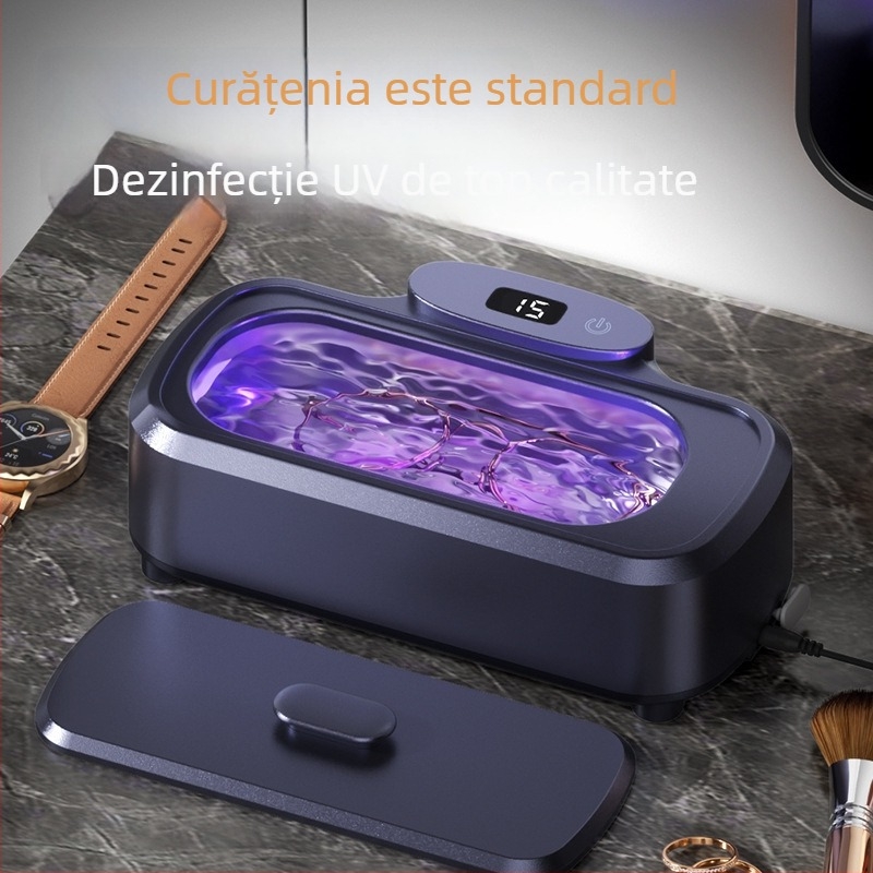 Mașină de curățare cu ultrasunete pentru ochelari, aparate ortodontice și bijuterii – 12V, 15W, 301–500 ml, bază ABS, funcționare mecanică