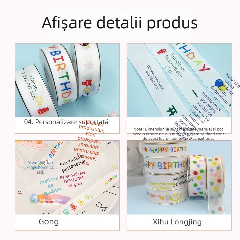 Weihao panglică satin poliester pentru ambalarea cadourilor și torturilor, potrivită pentru ambalaj floral