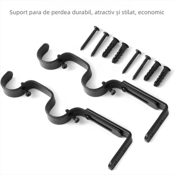 Accesorii pentru perdea - Suport reglabil dublu pentru bara de perdea, Model 04-700-0041/42/43/44/45, Fier, Set șuruburi inclus