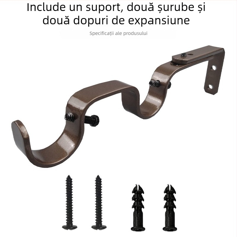 Accesorii pentru perdea - Suport reglabil dublu pentru bara de perdea, Model 04-700-0041/42/43/44/45, Fier, Set șuruburi inclus