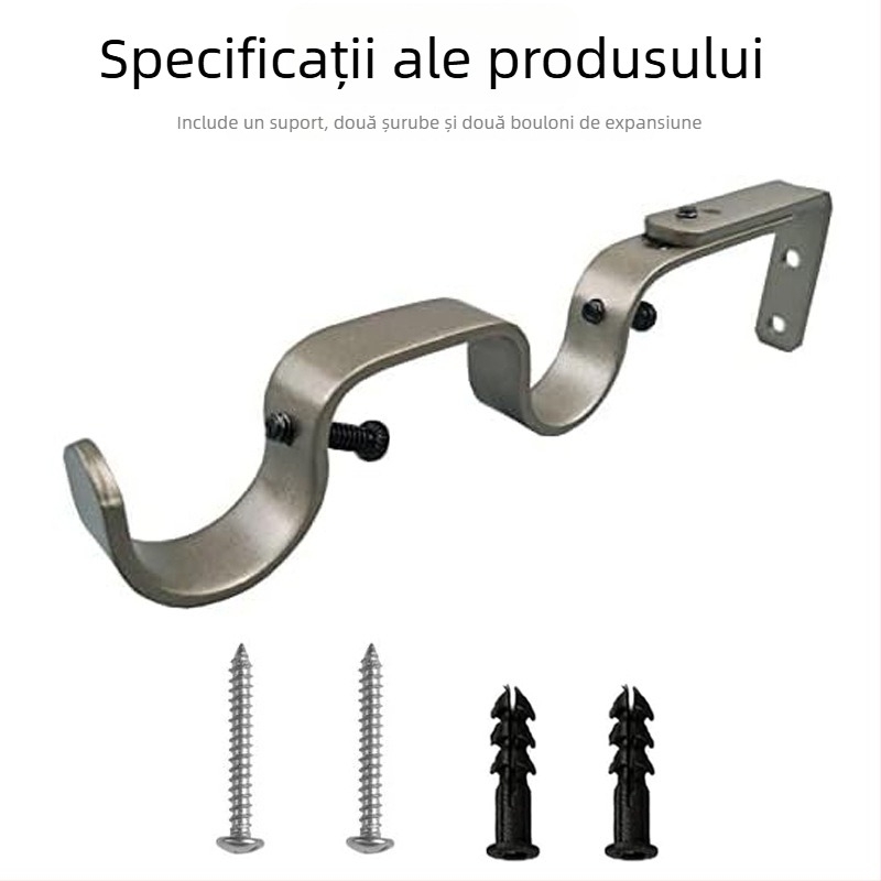 Accesorii pentru perdea - Suport reglabil dublu pentru bara de perdea, Model 04-700-0041/42/43/44/45, Fier, Set șuruburi inclus