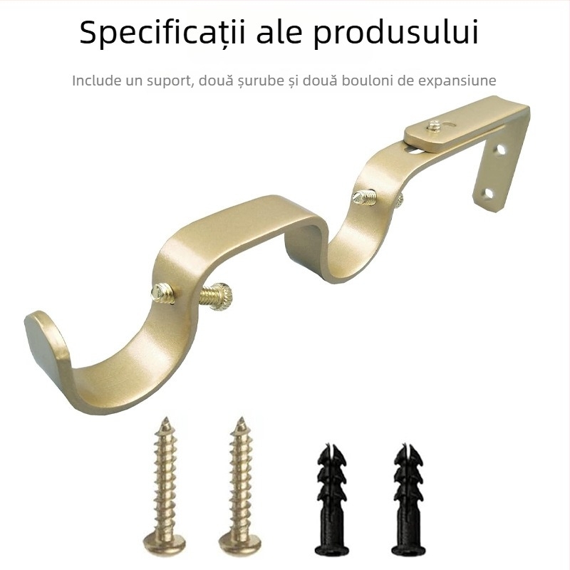 Accesorii pentru perdea - Suport reglabil dublu pentru bara de perdea, Model 04-700-0041/42/43/44/45, Fier, Set șuruburi inclus