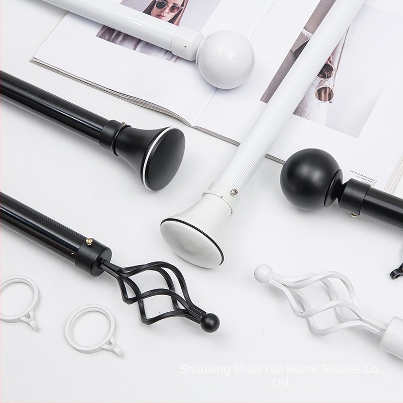 Set de bare pentru perdea cu tijă romană, bare simple și duble, suporturi din aluminiu, stil modern minimalist, personalizabil