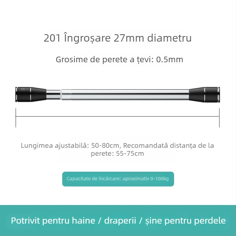 Epai tijă telescopică pentru haine din oțel inoxidabil — pentru uscat pe balkon, stil modern minimalist, lansat în 2020