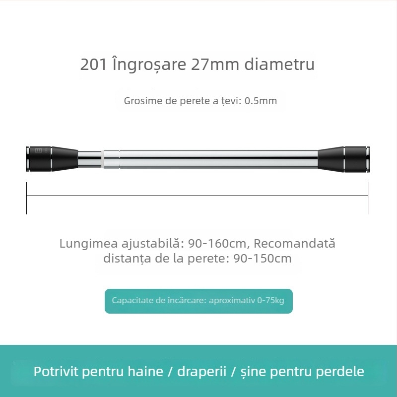 Epai tijă telescopică pentru haine din oțel inoxidabil — pentru uscat pe balkon, stil modern minimalist, lansat în 2020