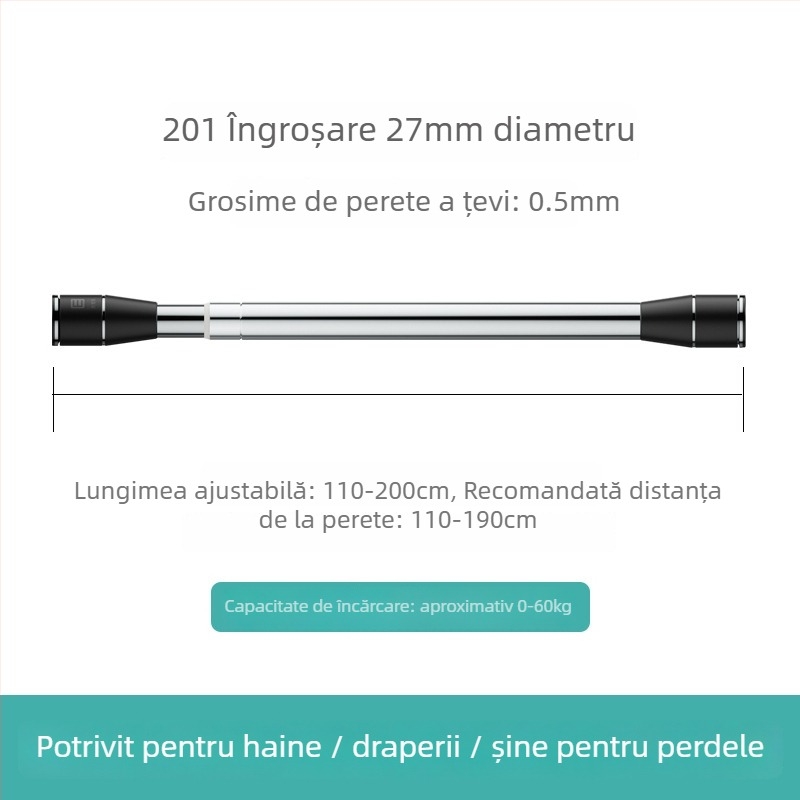 Epai tijă telescopică pentru haine din oțel inoxidabil — pentru uscat pe balkon, stil modern minimalist, lansat în 2020