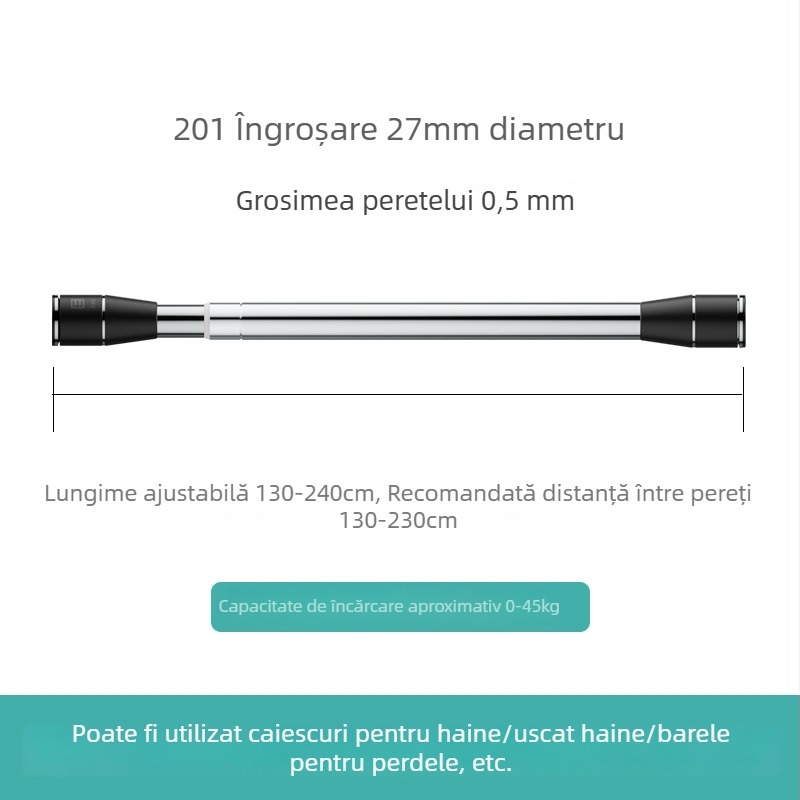 Epai tijă telescopică pentru haine din oțel inoxidabil — pentru uscat pe balkon, stil modern minimalist, lansat în 2020