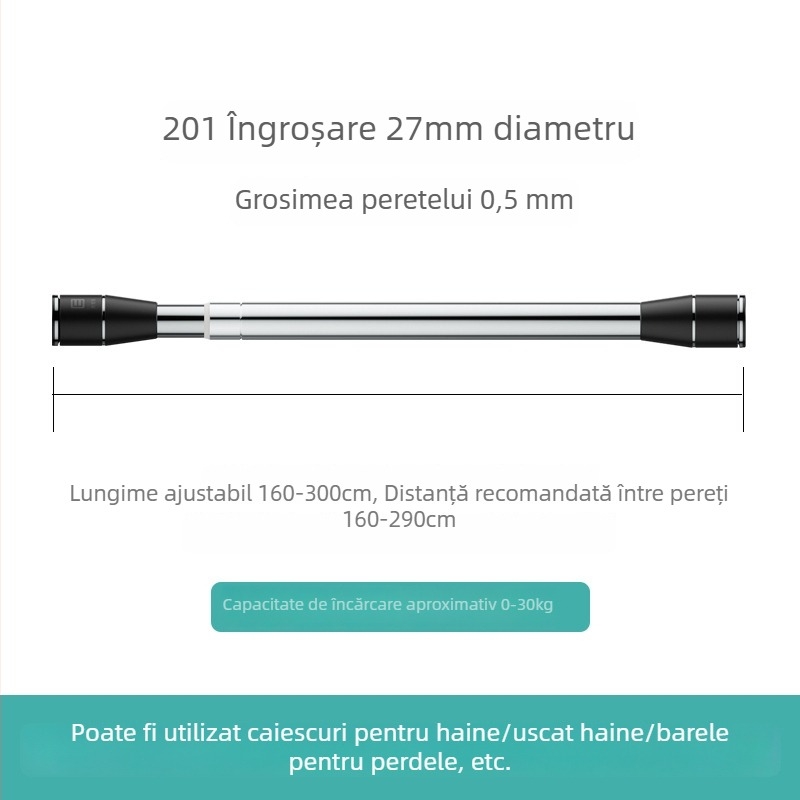 Epai tijă telescopică pentru haine din oțel inoxidabil — pentru uscat pe balkon, stil modern minimalist, lansat în 2020
