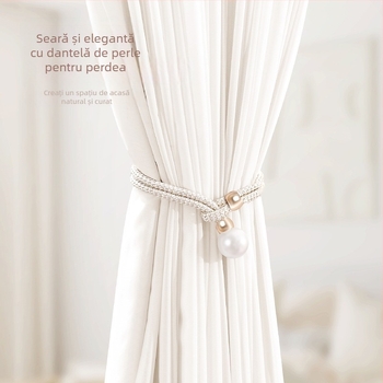 Set de 2 curele pentru perdea cu perle — stil modern minimalist, poliester PVC