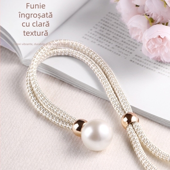 Set de 2 curele pentru perdea cu perle — stil modern minimalist, poliester PVC