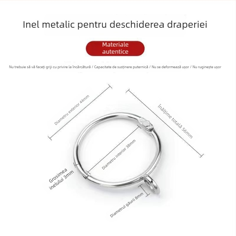 Inel metalic pentru perdea – buclă circulară pentru șina romană, stil modern minimalist, personalizabil.