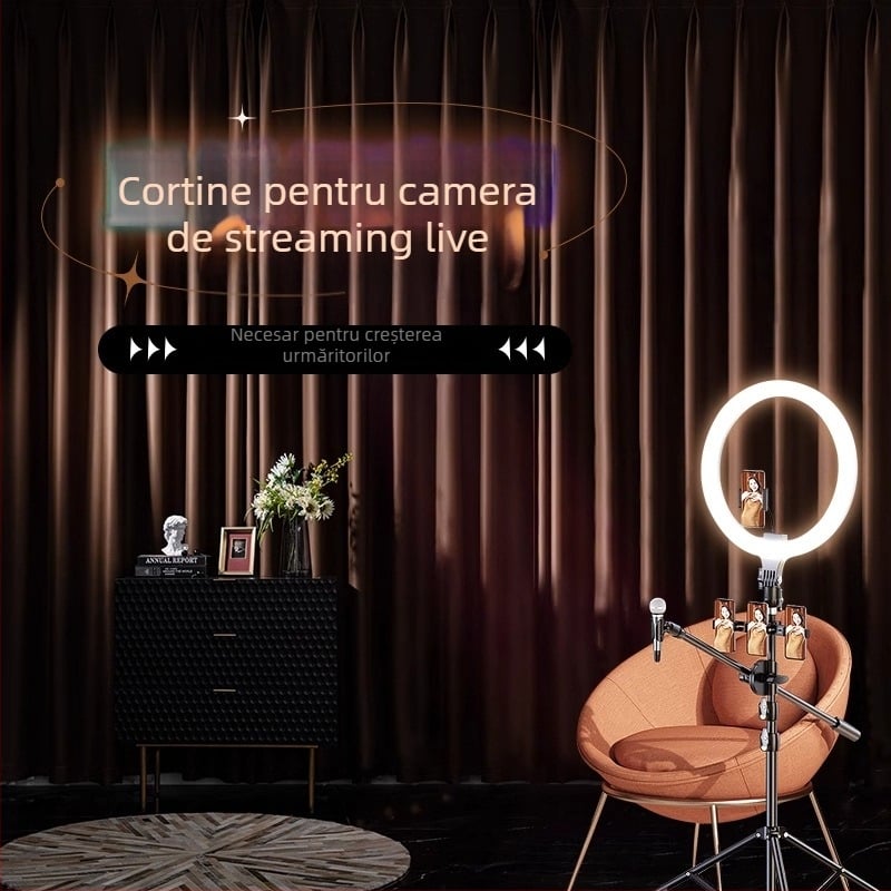 Cortină de fundal pentru camere – țesătură acoperită, fundal Velcro, întunecare totală (>90%), stil modern minimalist, confecție compusă; pentru living, dormitor, birou