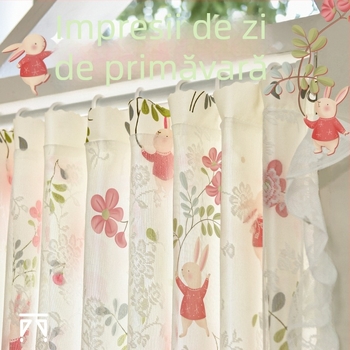 Cortine din poliester, cu dantelă decorativă, umbrire 40-70%, personalizabile pentru dormitor și birou.