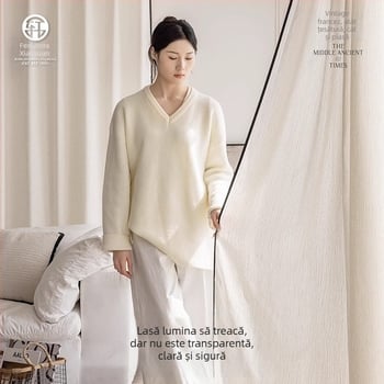 Perdea de fereastră, polyester, stil INS, decorativă, potrivită pentru living, birou, restaurant și intrare