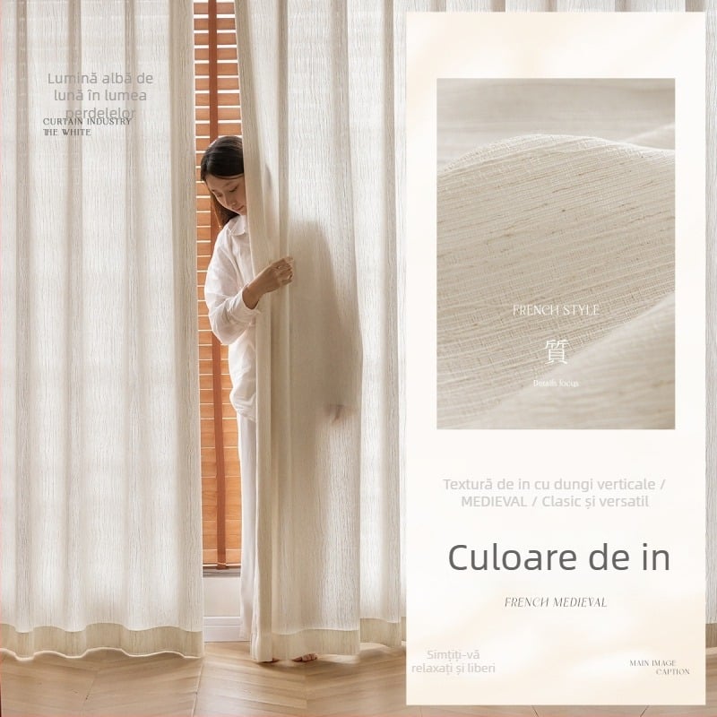 Perdea de fereastră, polyester, stil INS, decorativă, potrivită pentru living, birou, restaurant și intrare