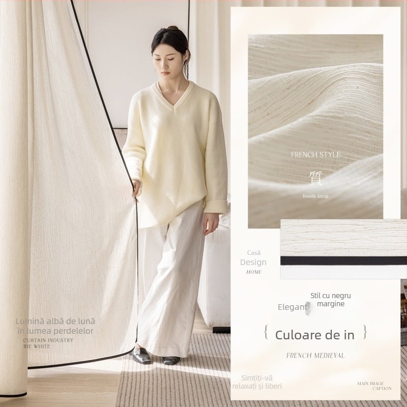 Perdea de fereastră, polyester, stil INS, decorativă, potrivită pentru living, birou, restaurant și intrare