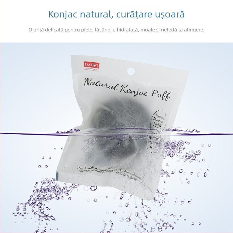 Daiso burete de curățare facial din konjac – natural konjac, exfoliant