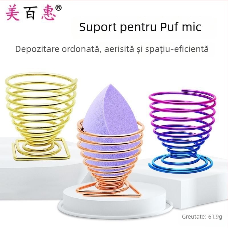 Suport pentru bureți de pudră și raft de depozitare pentru produse de machiaj – Oțel carbon, 0.062 kg, Maybewei, Construcție din sârmă metalică