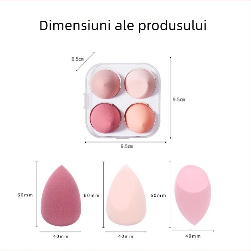 Burete pentru machiaj Colorful fenling, poliuretan hidrofil, formă picătură, 210 buc./cutie