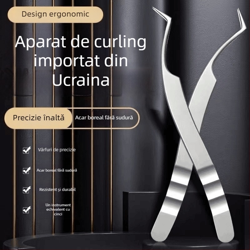 Pinsetă pentru gene pentru grefă, oțel inoxidabil, anti-static