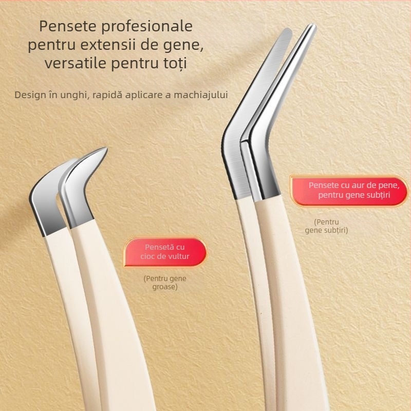 Pince pentru gene și kit de unelte pentru extensii, precizie înaltă, oțel inoxidabil, Six Six Beauty