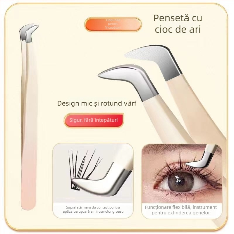 Pince pentru gene și kit de unelte pentru extensii, precizie înaltă, oțel inoxidabil, Six Six Beauty