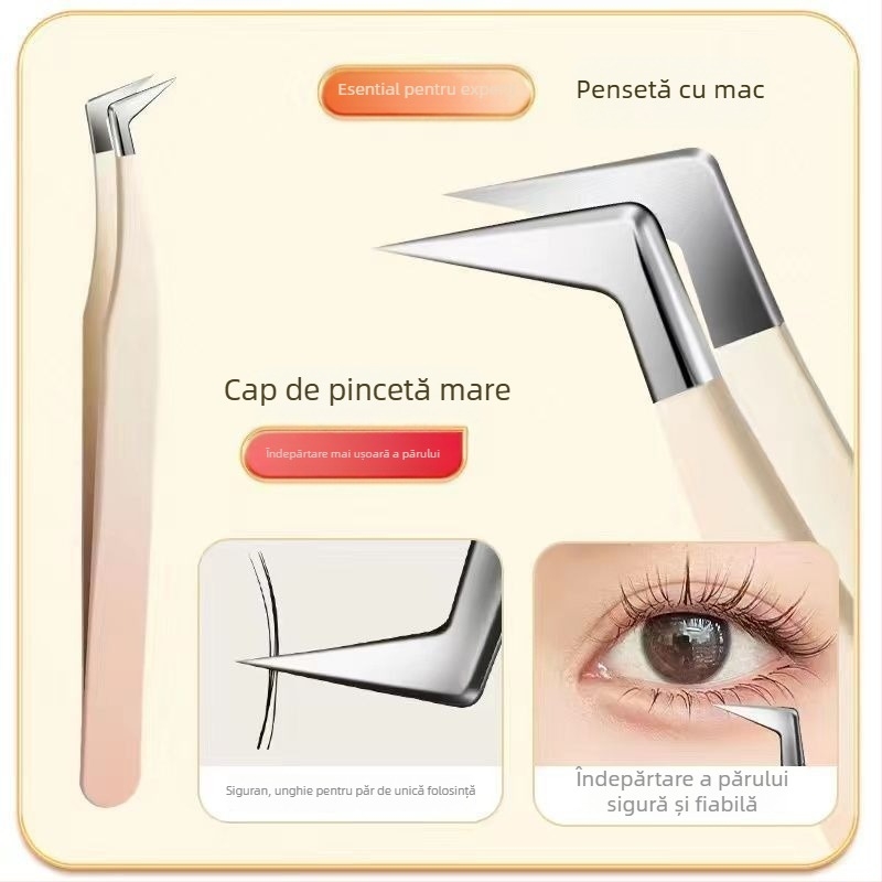 Pince pentru gene și kit de unelte pentru extensii, precizie înaltă, oțel inoxidabil, Six Six Beauty