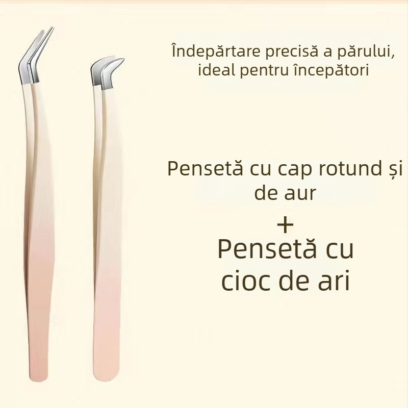 Pince pentru gene și kit de unelte pentru extensii, precizie înaltă, oțel inoxidabil, Six Six Beauty