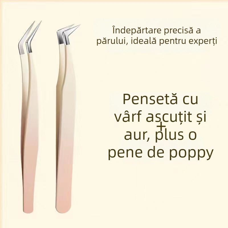 Pince pentru gene și kit de unelte pentru extensii, precizie înaltă, oțel inoxidabil, Six Six Beauty