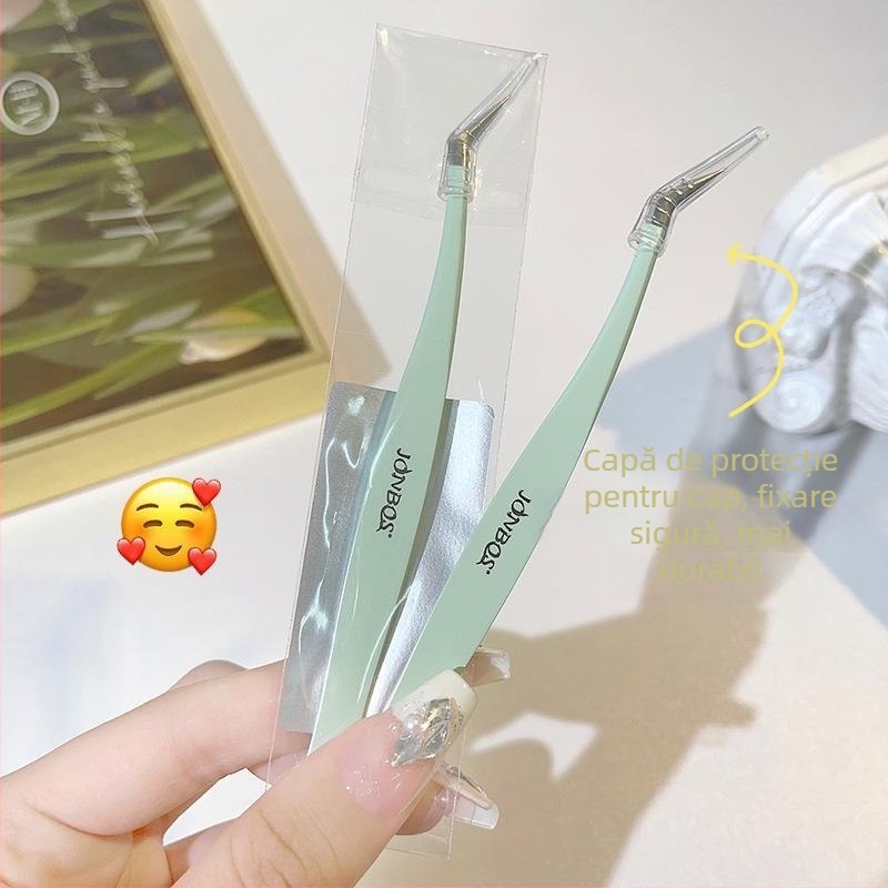 JONBOS pensete pentru gene false din oțel inoxidabil – pensete pentru grefarea genelor, instrument pentru începători, Jin Yu clamp pentru profesorii de gene