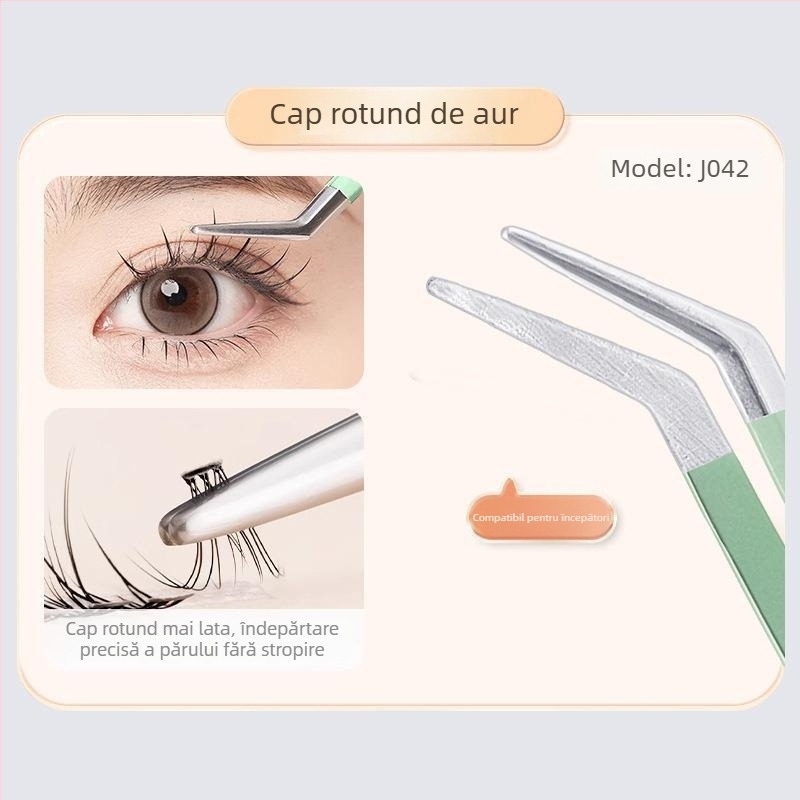 JONBOS pensete pentru gene false din oțel inoxidabil – pensete pentru grefarea genelor, instrument pentru începători, Jin Yu clamp pentru profesorii de gene