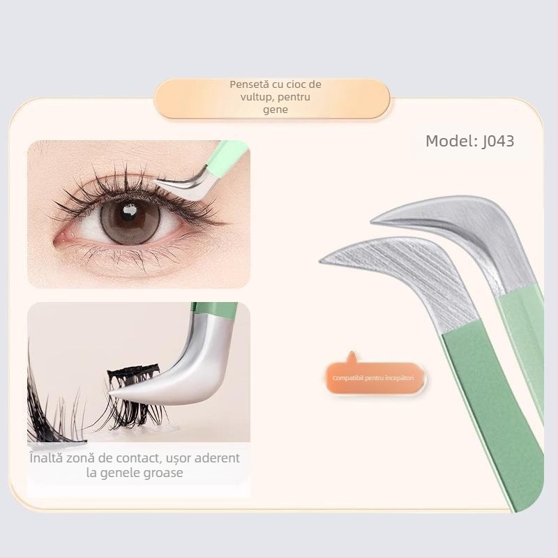 JONBOS pensete pentru gene false din oțel inoxidabil – pensete pentru grefarea genelor, instrument pentru începători, Jin Yu clamp pentru profesorii de gene